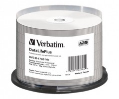 Verbatim 43744 DVD-R Wide White Inkjet Printable No ID Brand